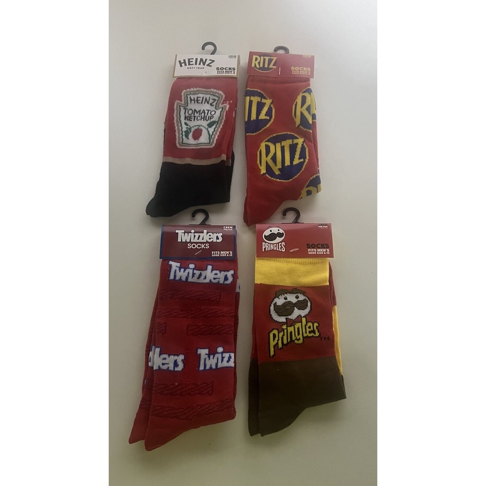 4 Pairs Novelty Socks Brand New Pringles Twizzlers Ritz‎ Heinz